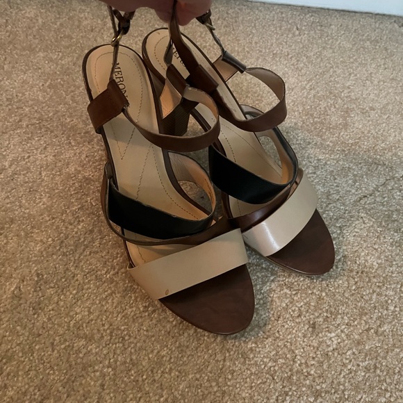 Merona size 11 multi tone heeled sandals - Picture 5 of 6